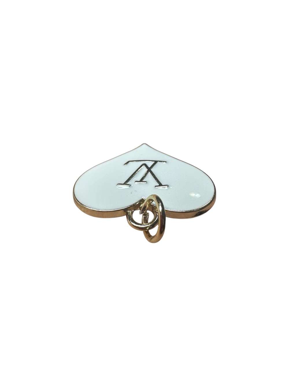 Louis Vuitton Gold and White Enamel Heart Logo Zipper Pull Charm - Picture 5 of 9